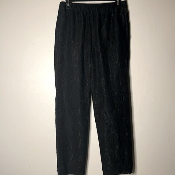 J. Crew- Black Pull-On Easy Eyelet Elastic Waist Dressy Pants- Size 4 - Picture 1 of 6
